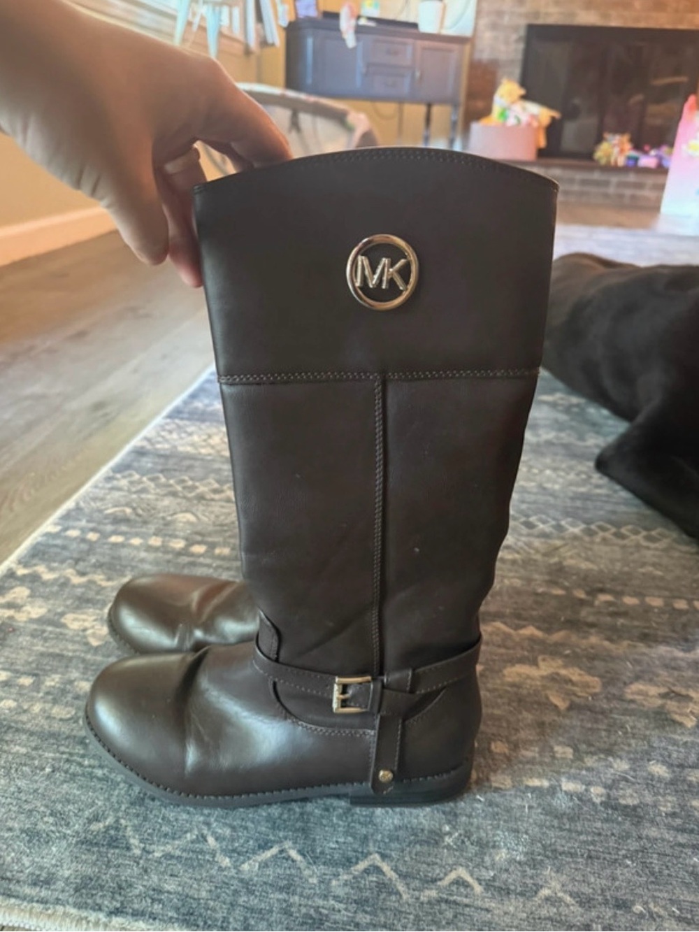 Michael Kors Brown Tall Boots with Gold MK Logo